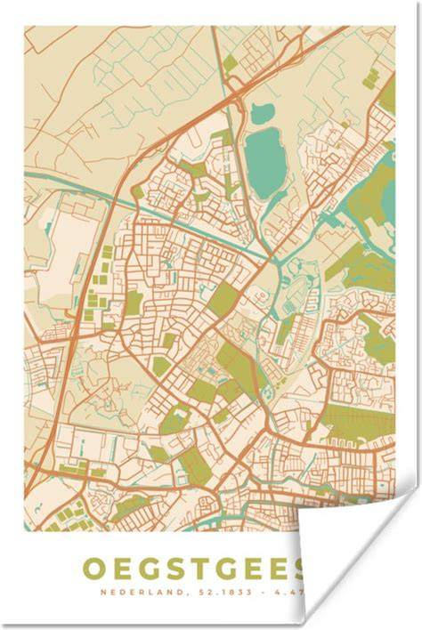 Kaart van Oegstgeest met parket schuur regiogebieden