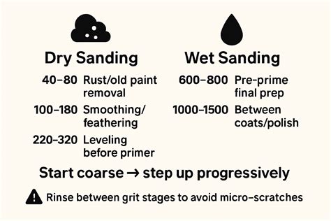 Infographic: Wet sanding korrelgrootten en stappen