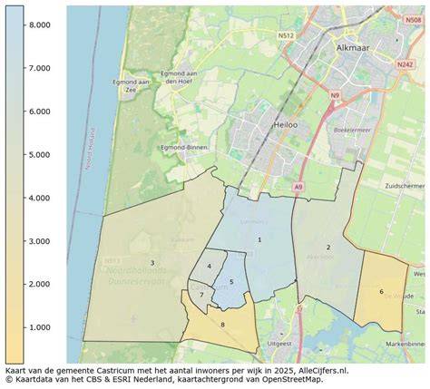 Kaart: Castricum en nabije wijken met veel voorkomende lekkagelocaties