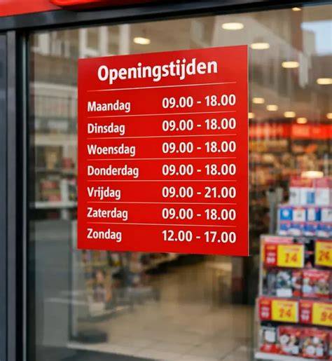 Infographic met openingstijden en rustige winkeluren