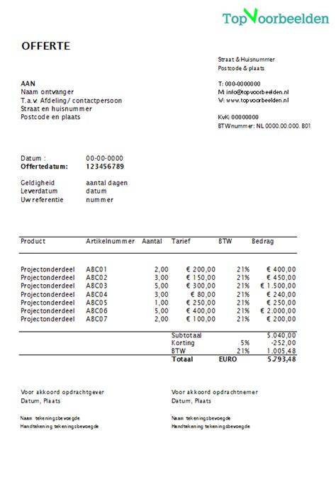 Voorbeeld van offerte-indeling met heldere regels en BTW-splitsing