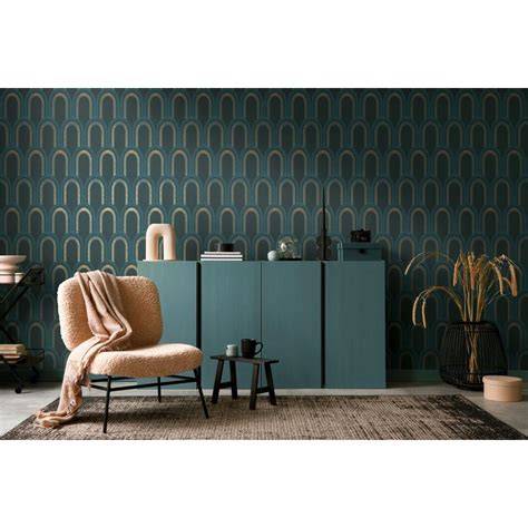 Rol Casadeco Twenties behang met blauw art deco motief