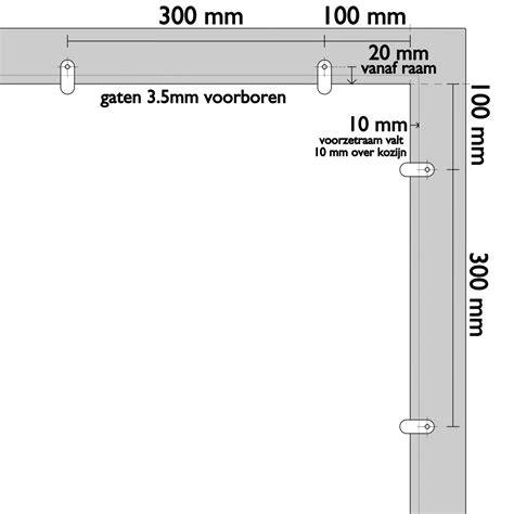Diagram: Plaatsing van clips langs tegelranden en afstand tussen clips