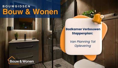 Infographic over stappenplan badkamerrenovatie: van planning tot oplevering