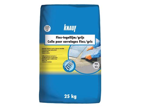 Illustratie van verschillende Knauf tegellijm en voegmortel verpakkingen met specificaties