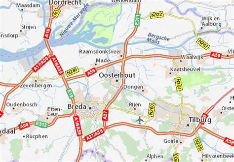 Historisch kaartbeeld van Oosterhout en omgeving
