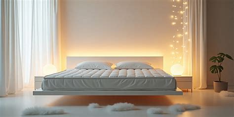 Afbeelding: Voorbeeld van een zwevend bed in een minimalistische slaapkamer