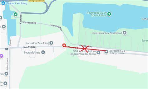Infografiek: kaart van Sprang-Capelle met kruispunten Winterdijk, Hogevaart, Labbegats Vaartweg