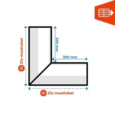 Diagram van binnenhoek versus buitenhoek met overlapmaat