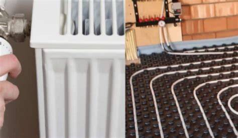 Warmteverdeling vloerverwarming vs. radiatoren infographic