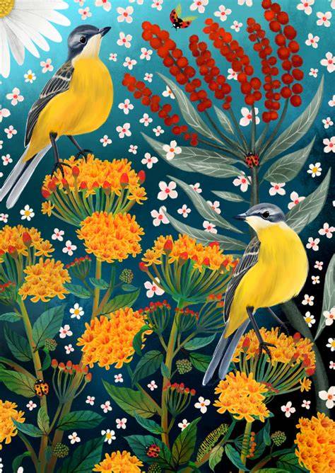 Infographic: Vogels en bloemen in behangstijlen