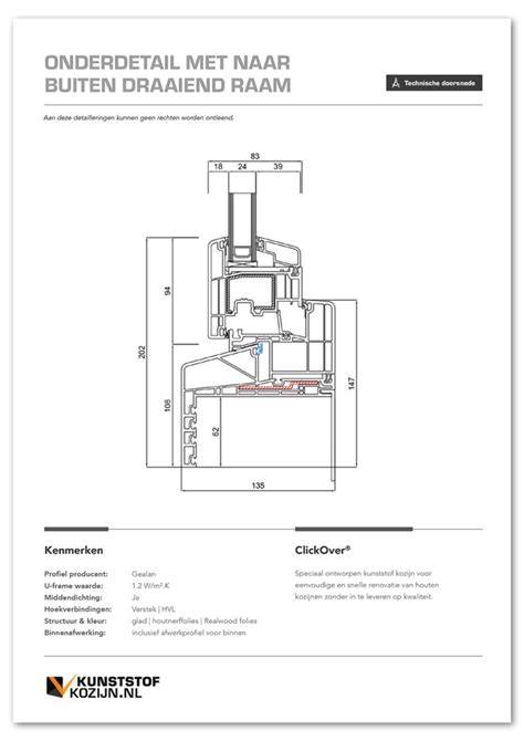 Technische tekening: Draaibaar deel en muurprofiel in detail