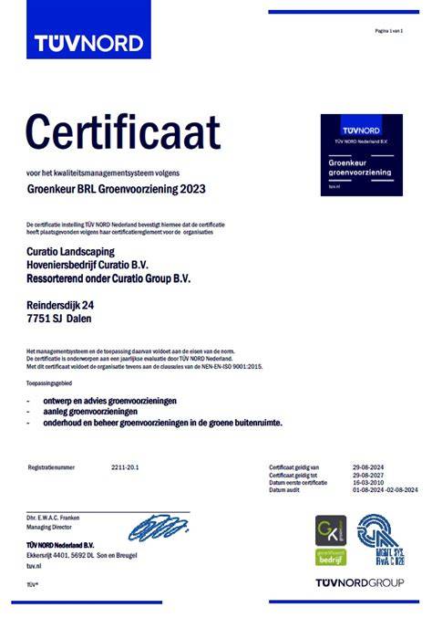 Certificeringen en duurzaamheidsoverzicht