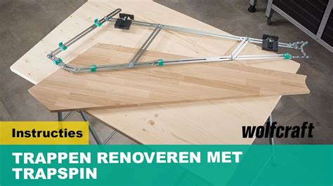 Overzicht van stappen: demontage, schuren, meten met trapspin, zagen, passen en lijmen