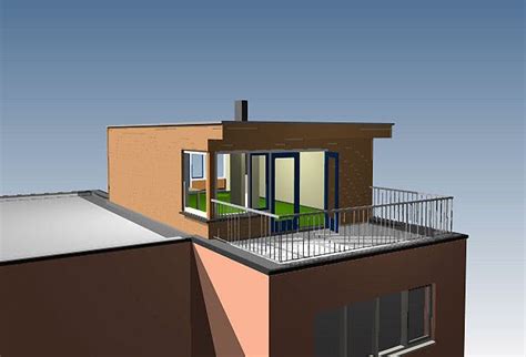 Voorbeeld plat dakopbouw en dakterras