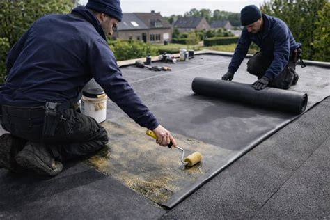 EPDM rol op een plat tuinhuisdak