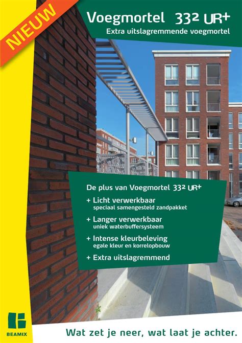 Infographic: overzicht voegmortel 332 UR+ eigenschappen