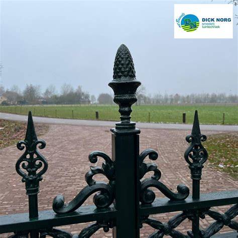 decoratief gietijzeren voordeurhek in Nederlandse straat