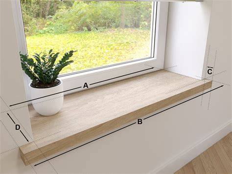 Schematische weergave: frame met vensterbank en openingen voor warmte