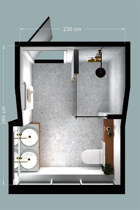 Diagram: indeling van nis en opbergruimte in kleine badkamers