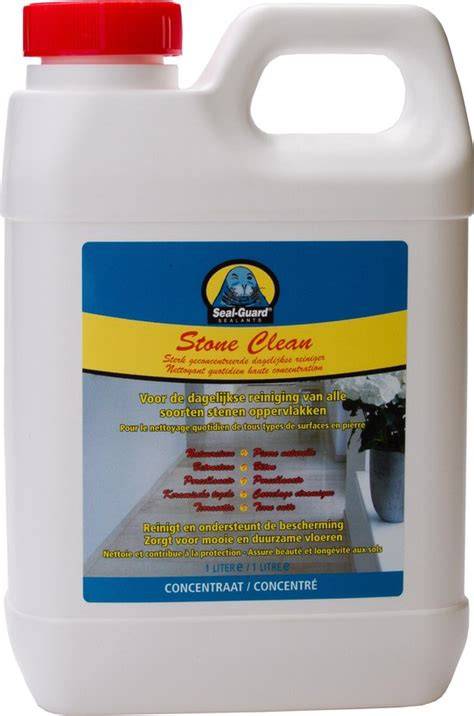 Sterk geconcentreerde dagelijkse reiniger zonder oplosmiddelen en wassen. Seal-Guard Stone Clean is erop gericht de bescherming van de met Seal Guard geïmpregneerde voegen intact en schoon te houden. Geschikt voor alle soorten steen zoals natuursteen, keramiek, beton, plavuizen, terrazzo, en meer.