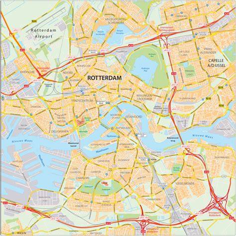 Rotterdam kaart met snelle ontstoppingroutes