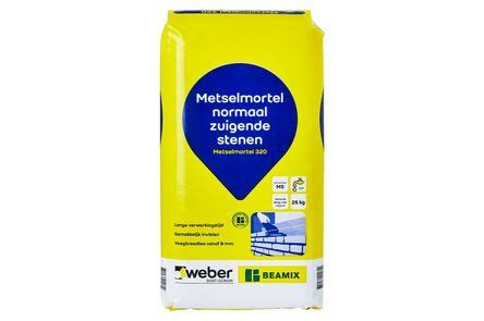 Infographic die de juiste mengverhouding van Weber Beamix Metselmortel en water visualiseert.