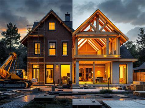 Infographic: Vergelijking bouwtijden en CO2-impact houtskeletbouw vs traditionele bouw