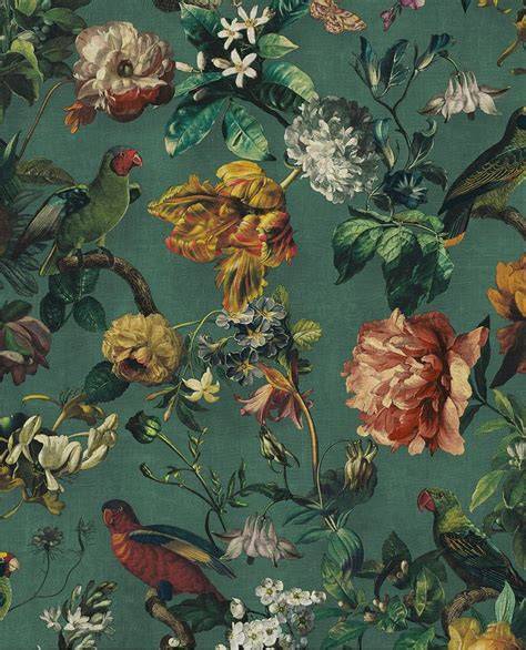 Afbeelding: Eijffinger Museum collectie met grootse vogels en bloemen