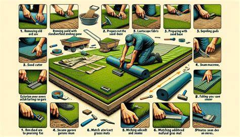 Infographic: overzicht van de stappen bij het leggen van kunstgras