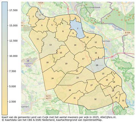 Kaart: Gemeente Land van Cuijk en omliggende regio