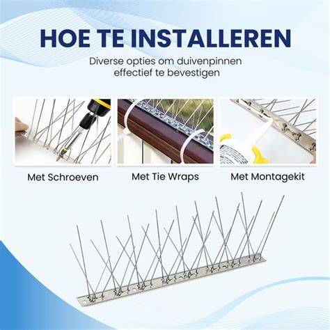 Infographic over vogelwering methoden: pinnen, gaas, netten, lasers, reflectie en ultrasoon