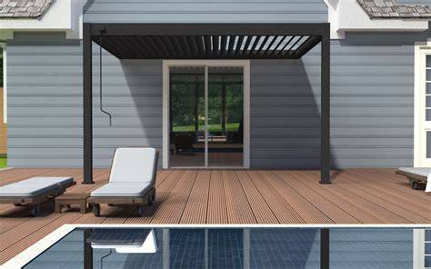 Geïntegreerd waterafvoersysteem in een moderne aluminium overkapping