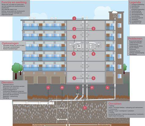 Infographic: Binnenriolering en standleidingen in een flatgebouw