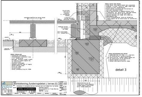 Technische tekening: drainagemortel, lijmlaag en voegprofiel