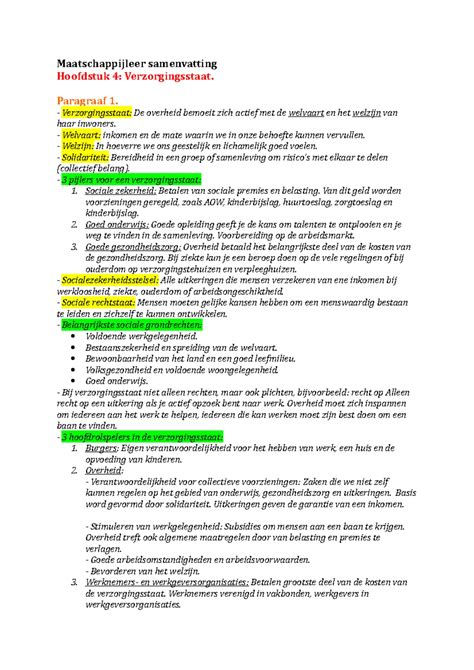 Samenvatting verzorgingsregels