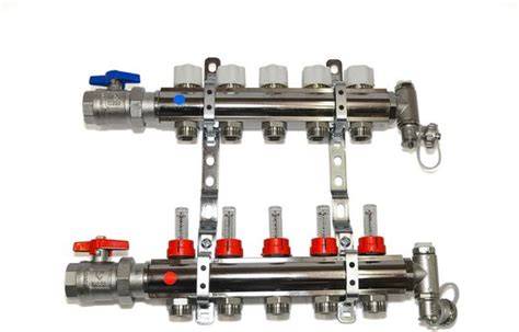 verdeler met flowmeters en afsluiters