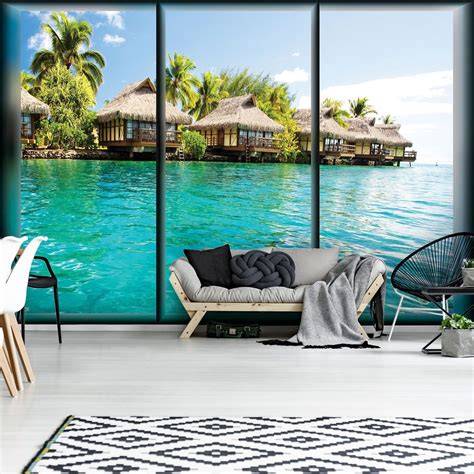 3D raamzicht behang