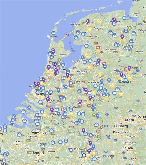 Kaart met verkooppunten en showroom locaties