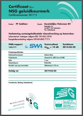 Illustratie van 10 dB geluidsreductie en NSG keurmerk
