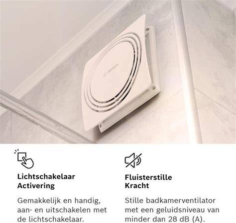Infographic: factoren bij kiezen stille badkamerventilator (capaciteit, geluidsniveau, sensoropties, montageopties)
