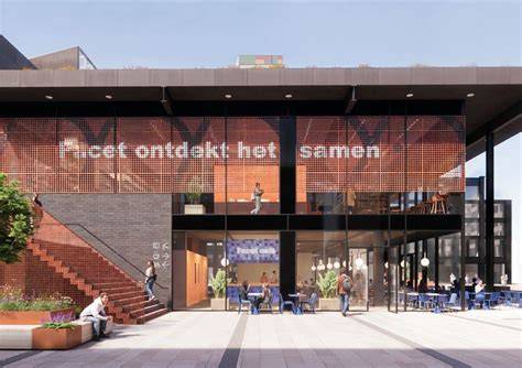 Schets: nieuw ontmoetingsgebouw Emmen Mondriaanplein