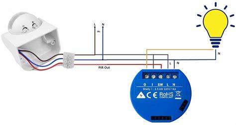Diagram: aansluiting PIR-sensor met lamp