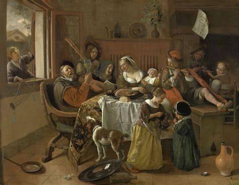 Afbeelding: Jan Steen in relatie tot Bruegel en Bosch