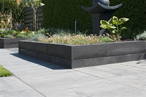 Diagram: drainagelaag onder een stenen plantenbak