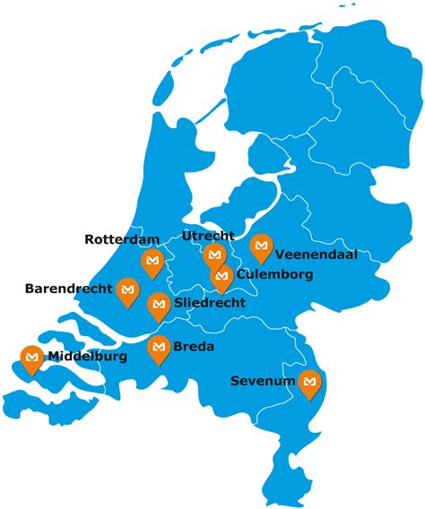 Kaart van Knauf locaties in Nederland