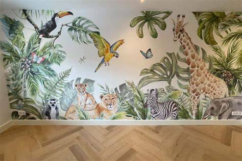 Jungle en dierenthema behang voorbeelden