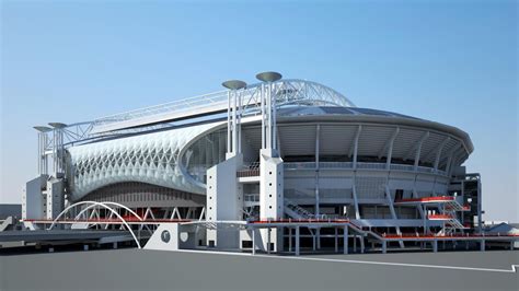 Illustratie van transparante kussengevel en verbouwde omlopen aan oostzijde van ArenA