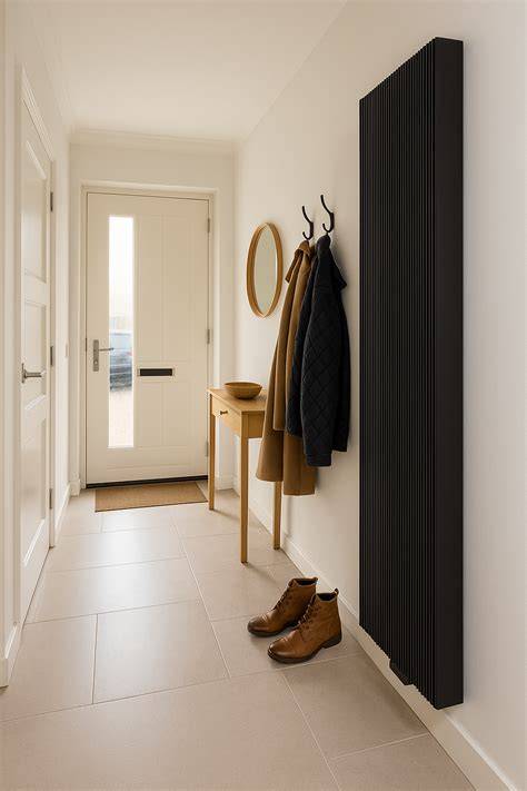 Foto: hal met verticale designradiator onder raam