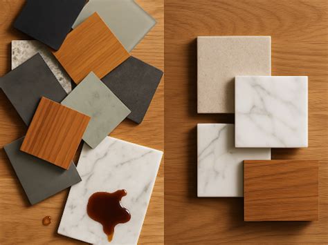 Voorbeelden van verschillende bouwmaterialen zoals hout, steen en tegels